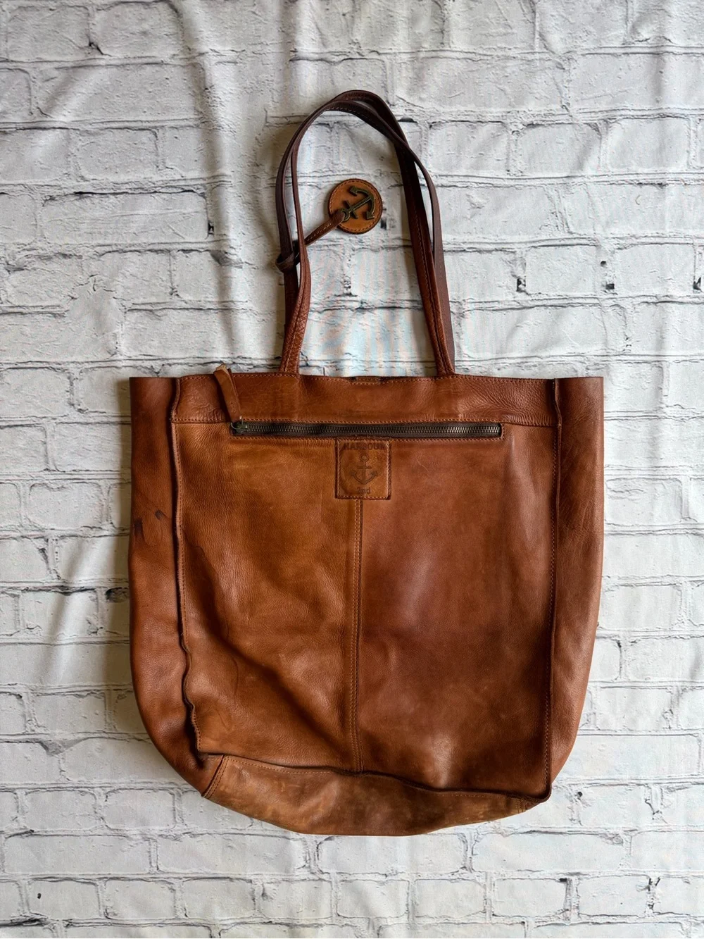 Harbour 2nd Brown Leather Tote Bag Bohemian Hippie Utility Granola Heritage